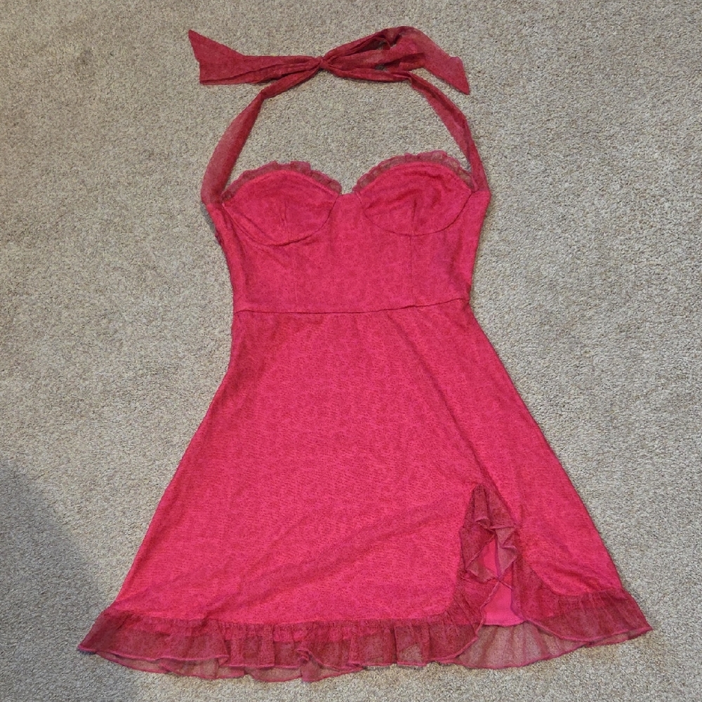 Dolls Kill Pink Halter Mini Dress